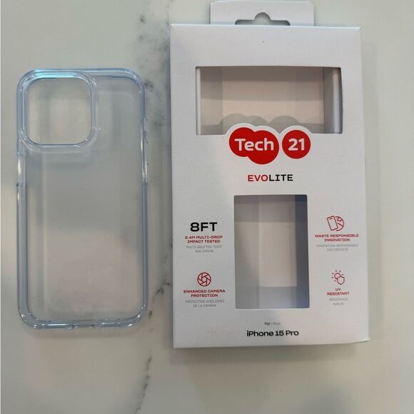 Tech 21 Evolite Clear Phone Case for iPhone 15 Pro - Picture 3 of 6